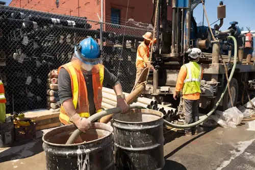 Cacade Environmental team working with a rotary drill