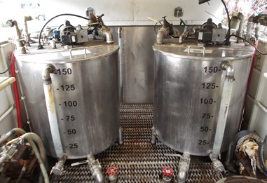 Stainless steel chemical mixing tanks