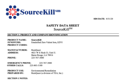 SourceKill Manufacturer Safety Data Sheet